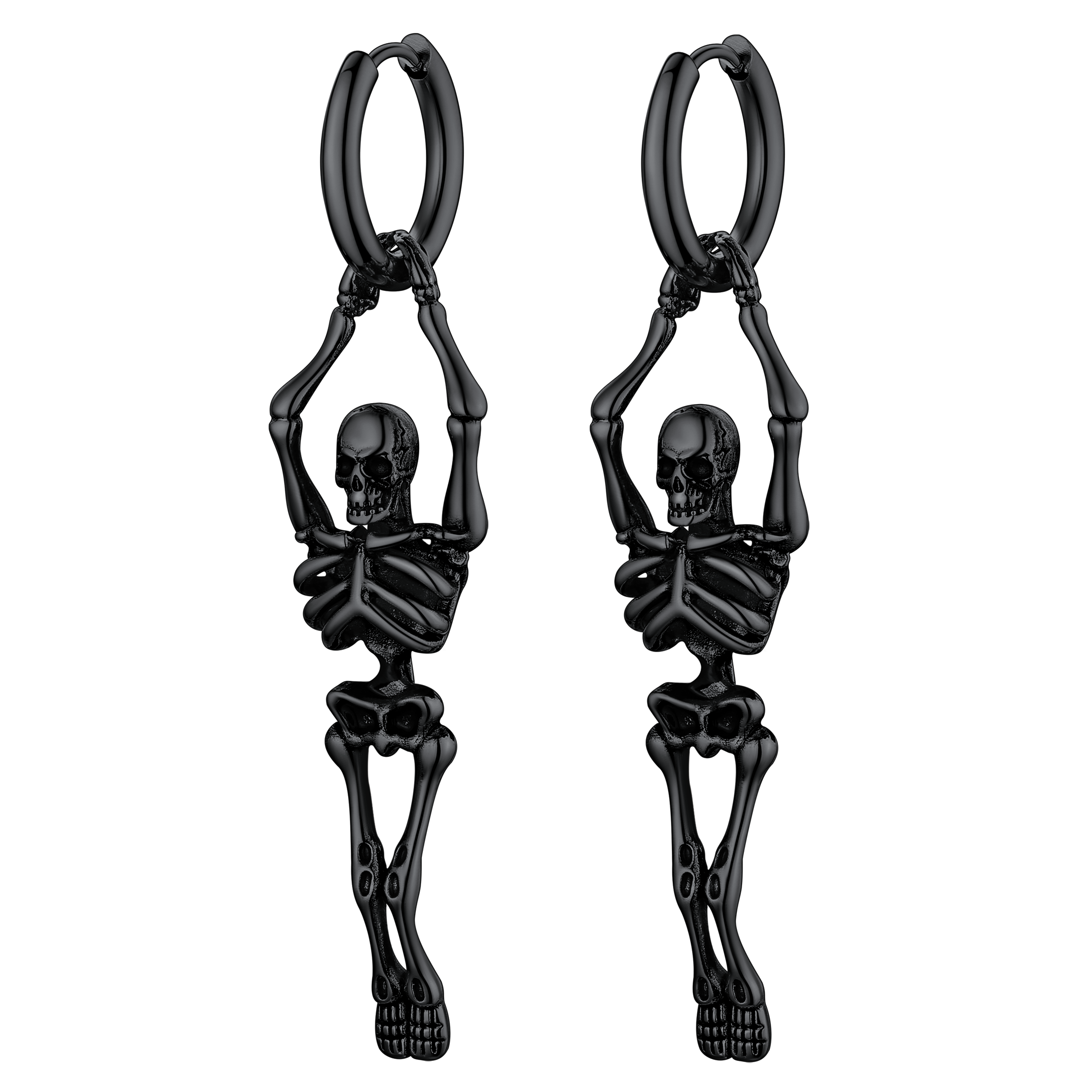 Gothic Skull Skeleton Dangle Hoop Earrings for Men