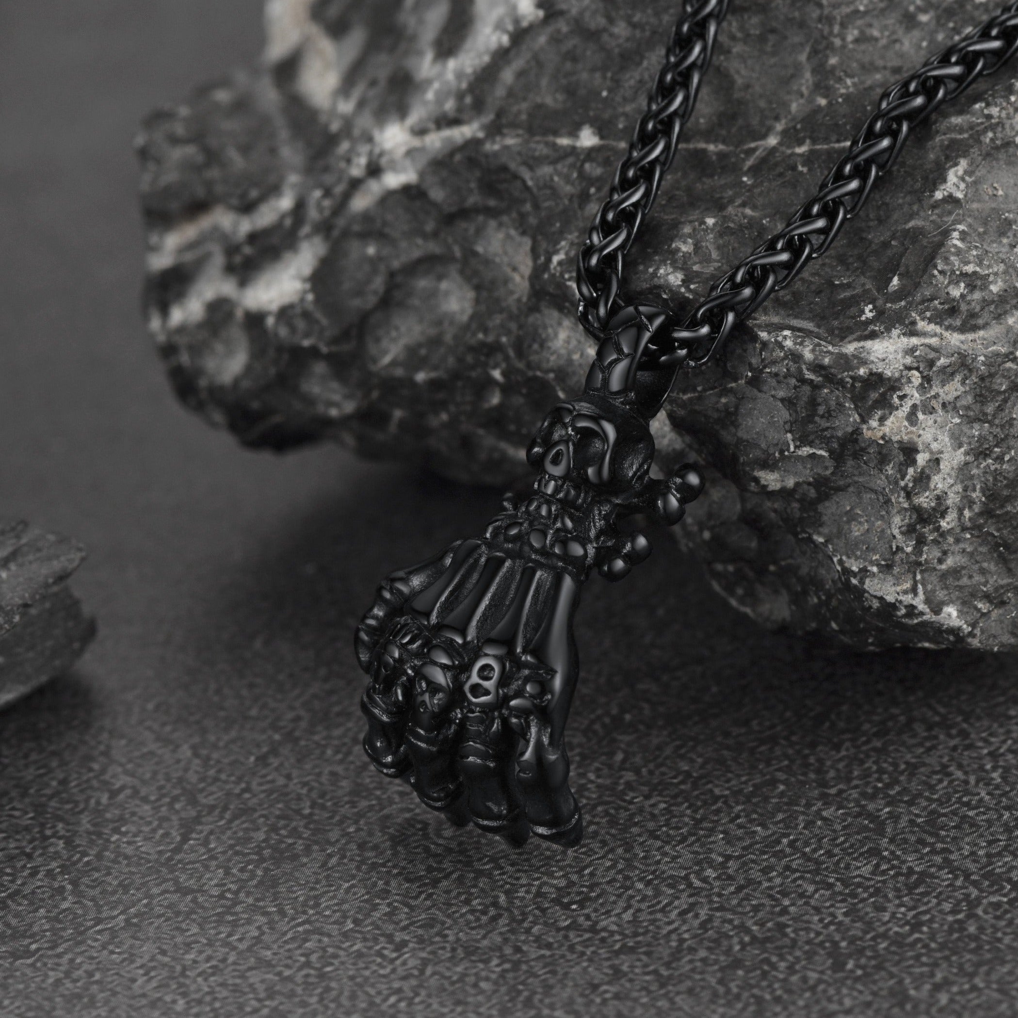 Gothic Skeleton Skull Hand Pendant Necklace