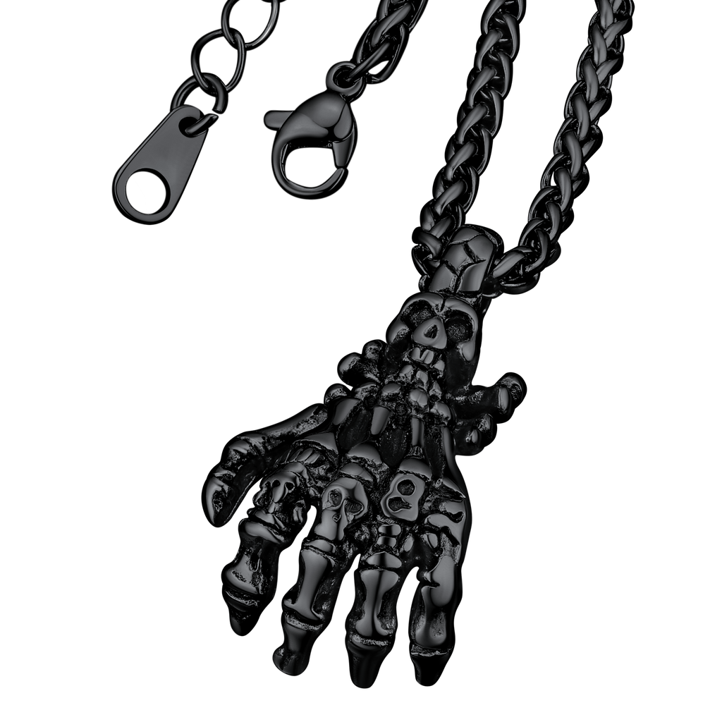 Gothic Skeleton Skull Hand Pendant Necklace