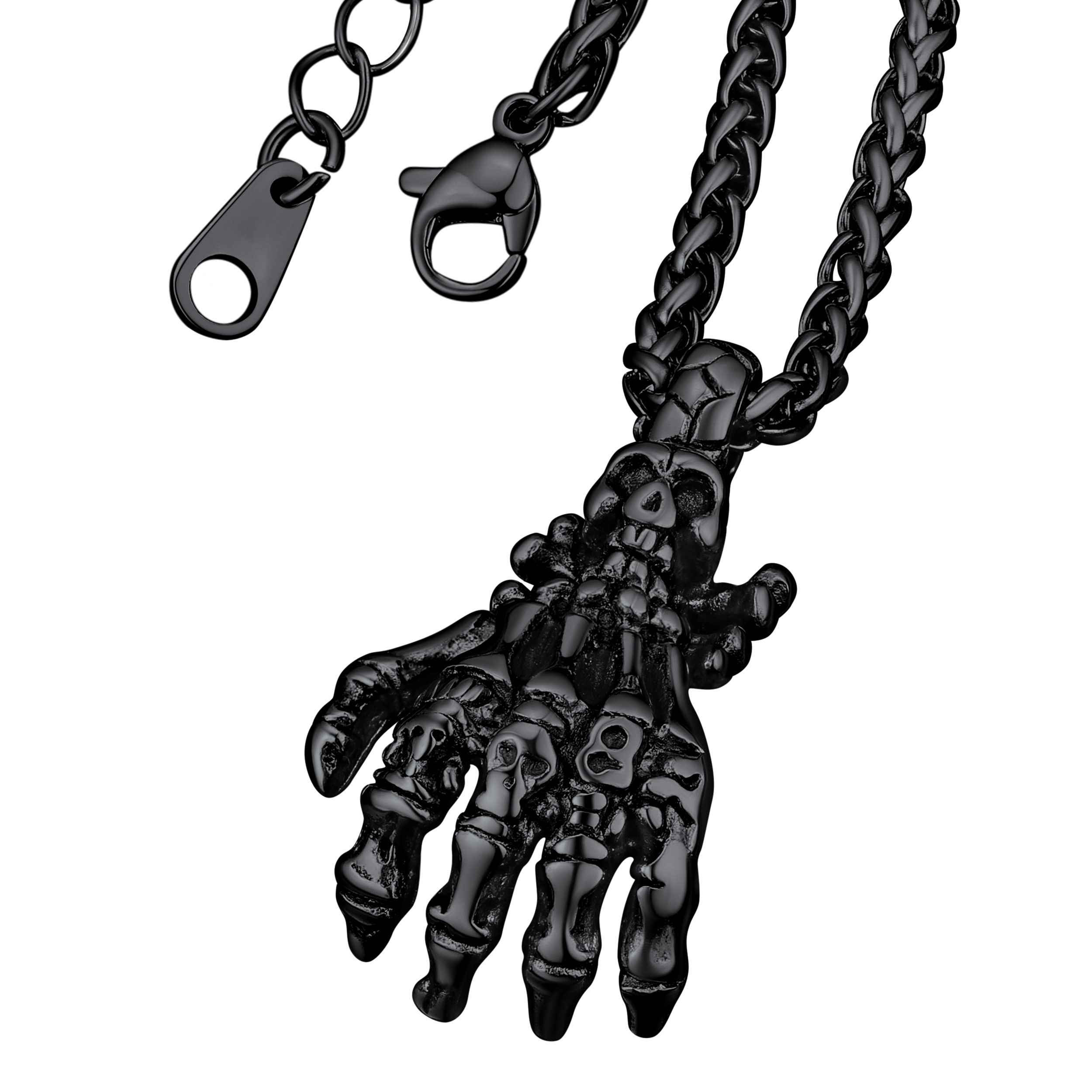 Gothic Skeleton Skull Hand Pendant Necklace