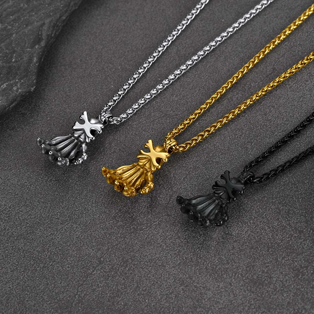 Gothic Skeleton Skull Hand Pendant Necklace