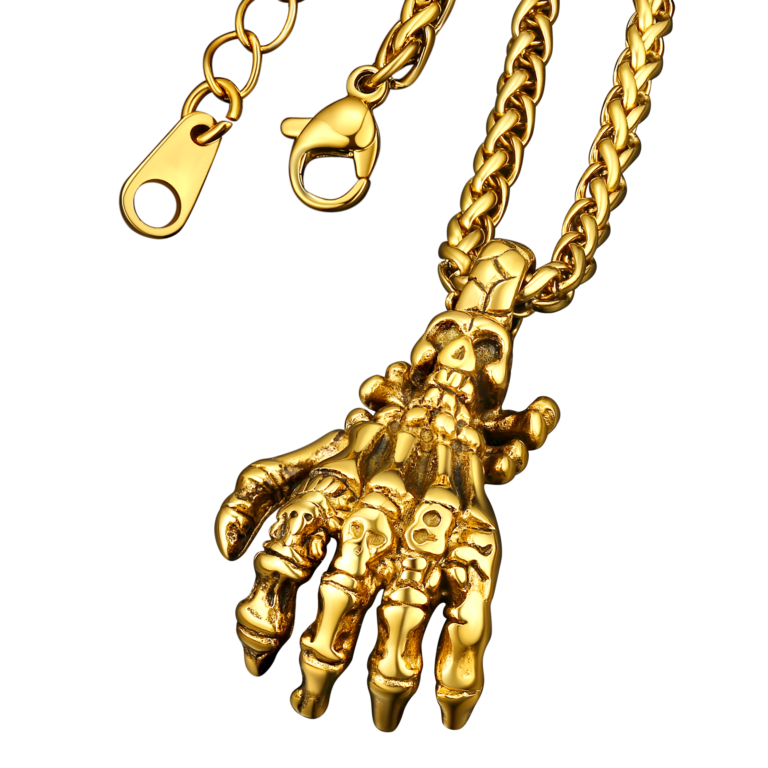Gothic Skeleton Skull Hand Pendant Necklace