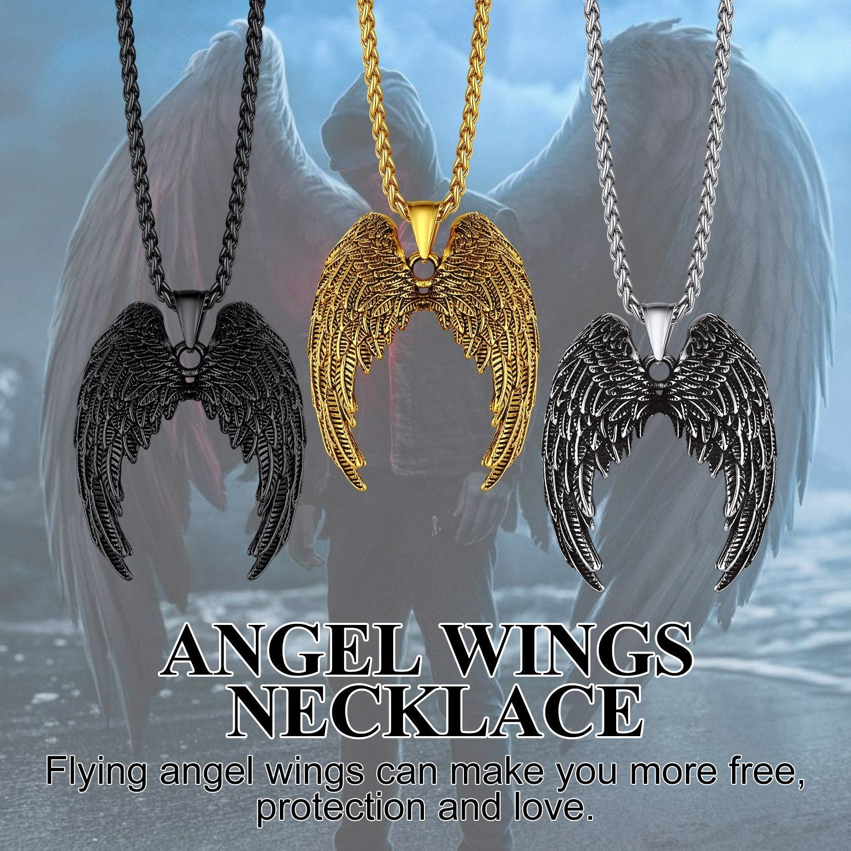 Flash Sale Angel Wings Pendant Necklace for Men women