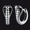 Sterling Silver Cobra Snake Huggie Hoop Earrings for Men