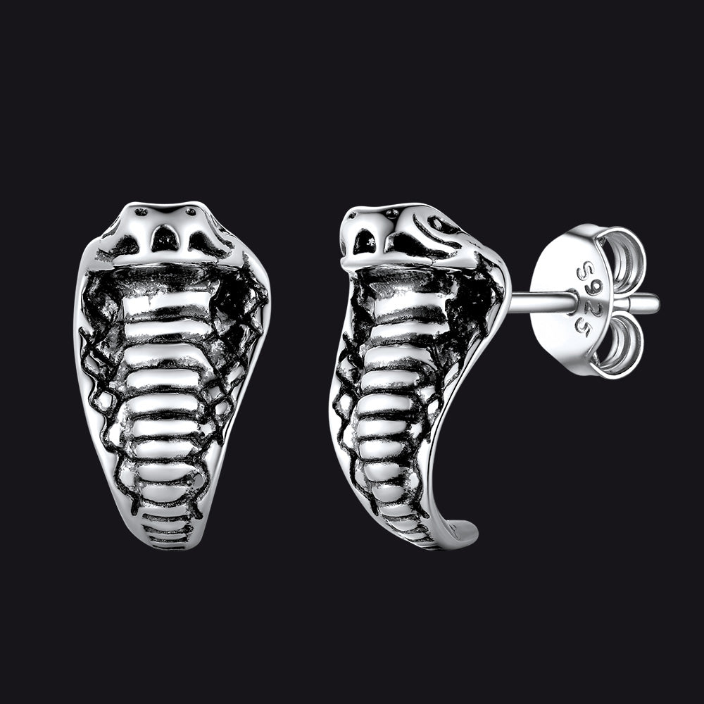 Flash Sale Gothic Cobra Sanke Stud Earrings Sterling Silver