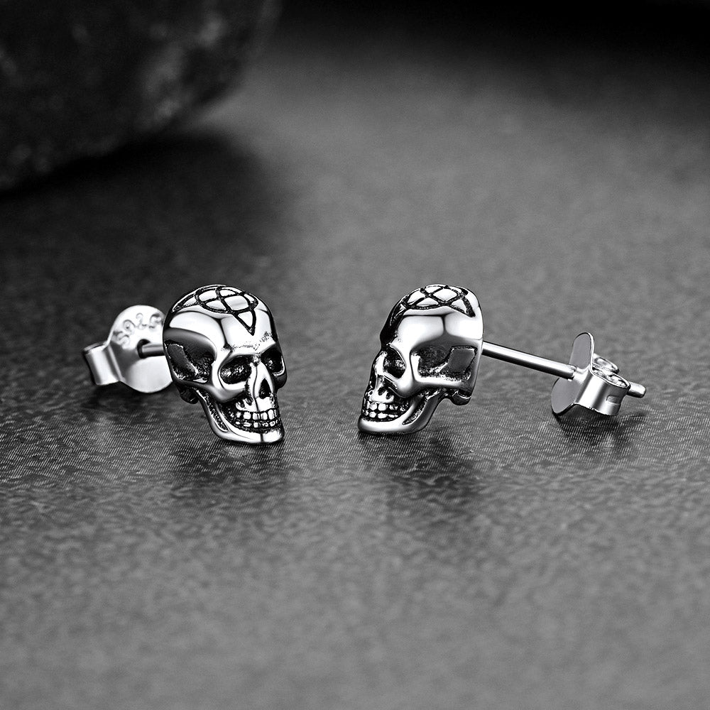Flash Sale Celtic Triquetra Skull Stud Earrings For Men Women