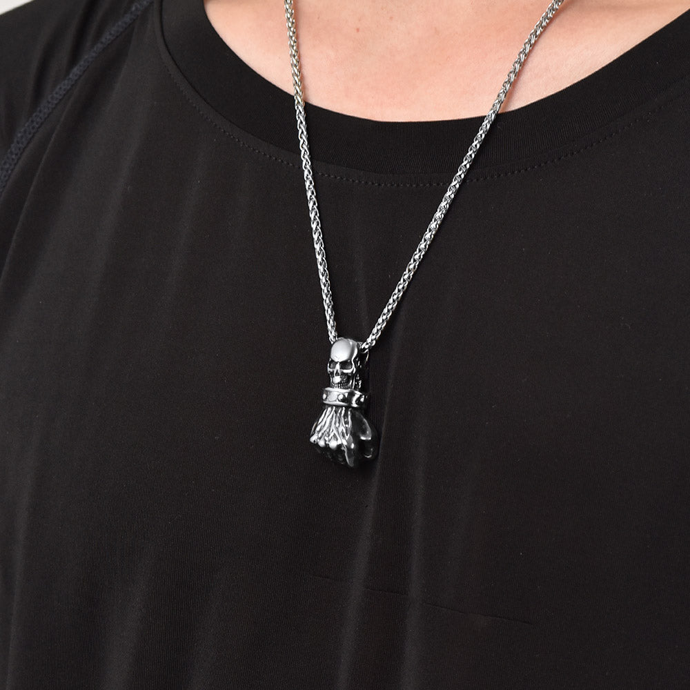 Flash Sale Punk Skull Fist Pendant Necklace for Men