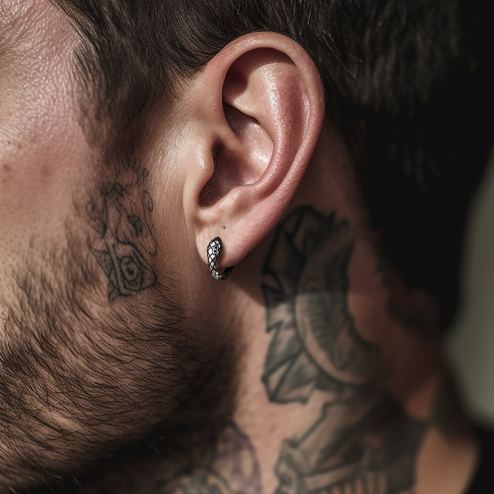 Gothic Snake Huggie Hoop Earrings for Men Women