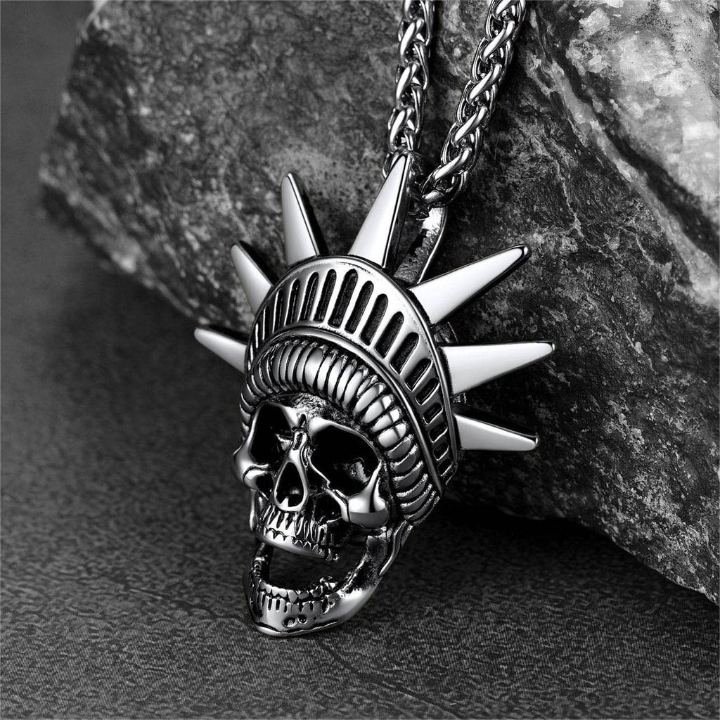 Flash Sale Gothic Statue of Liberty Skull Necklace For Men