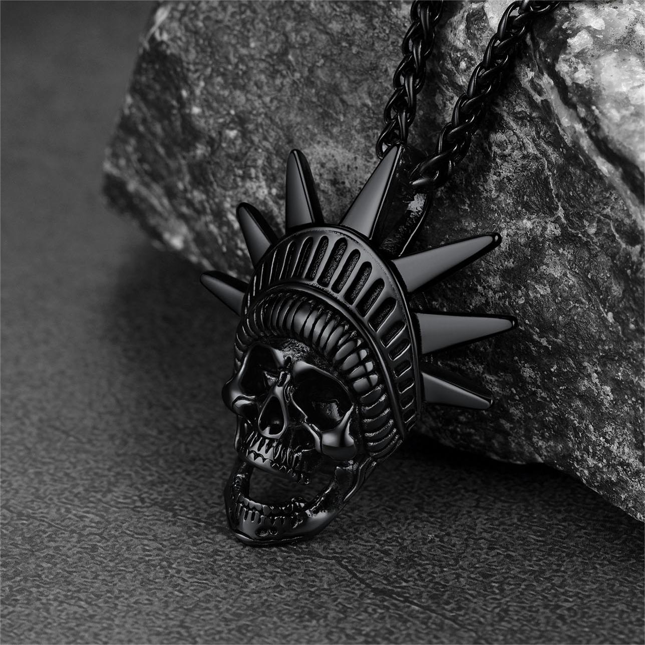 Flash Sale Gothic Statue of Liberty Skull Necklace For Men