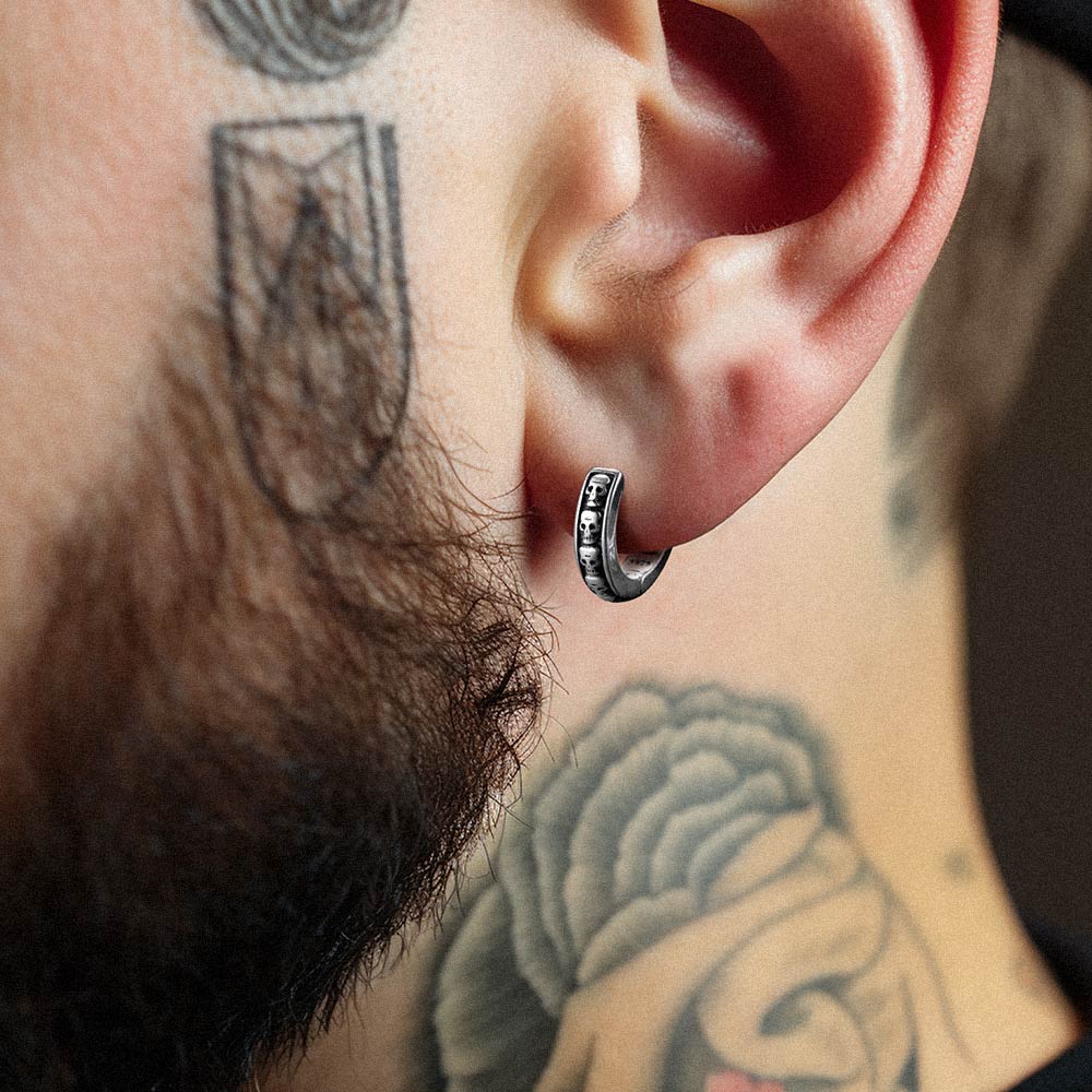 Gothic Skull Huggie Hoop Earrings For Men Women