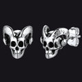 Flash Sale Satanic Baphomet Goat Skull Head Stud Earrings For Men