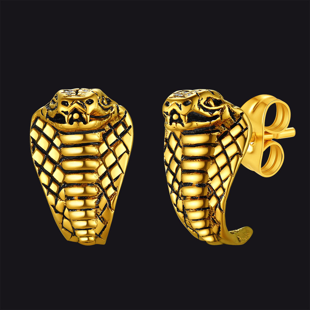 Punk Cobra Snake Stud Earrings for Men