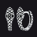Punk Snake Huggie Hoop Earrings in Sterling Silver for Men