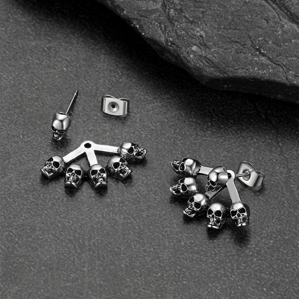 Gothic Multiple Skeleton Skull Head Stud Earrings Halloween Gift