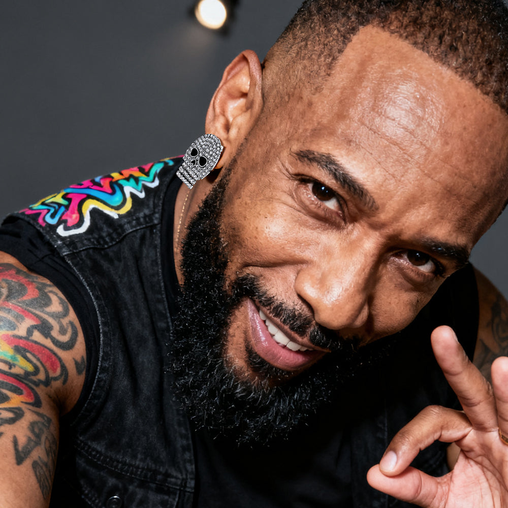 Ghost Diamond Skull Stud Earrings Halloween Gift