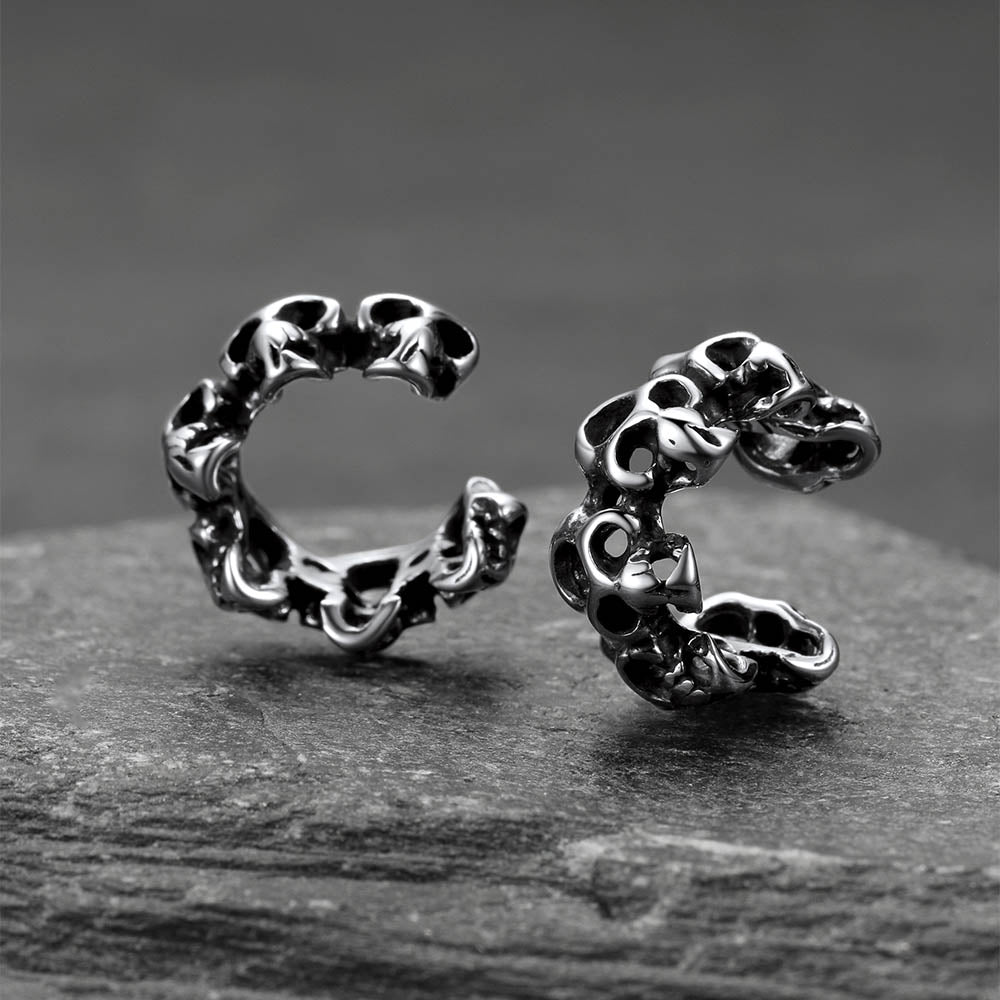 Gothic Hollow Skull Clip Ear Cuff Halloween Gift for Men