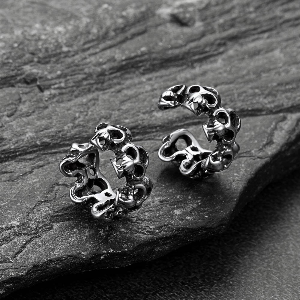Gothic Hollow Skull Clip Ear Cuff Halloween Gift for Men