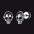 Halloween Gothic Music Skull Stud Earrings for Men