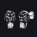 Halloween Punk Diamond Skull Earrings for Men in Stainless Steel