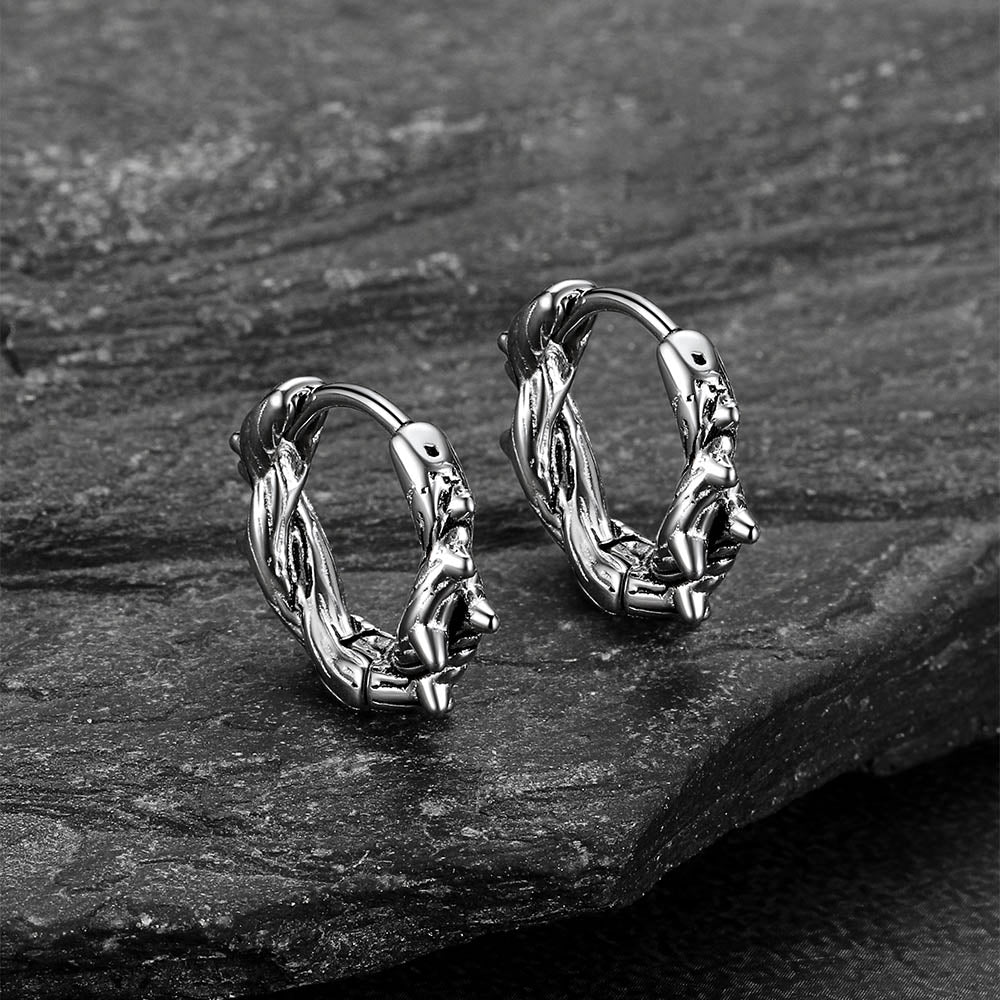 Punk Spike Thorns Huggie Hoop Earrings for Men