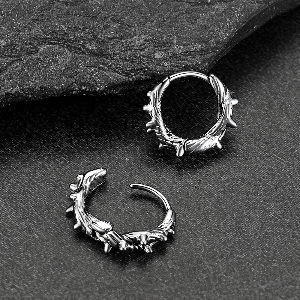 Punk Spike Thorns Huggie Hoop Earrings for Men