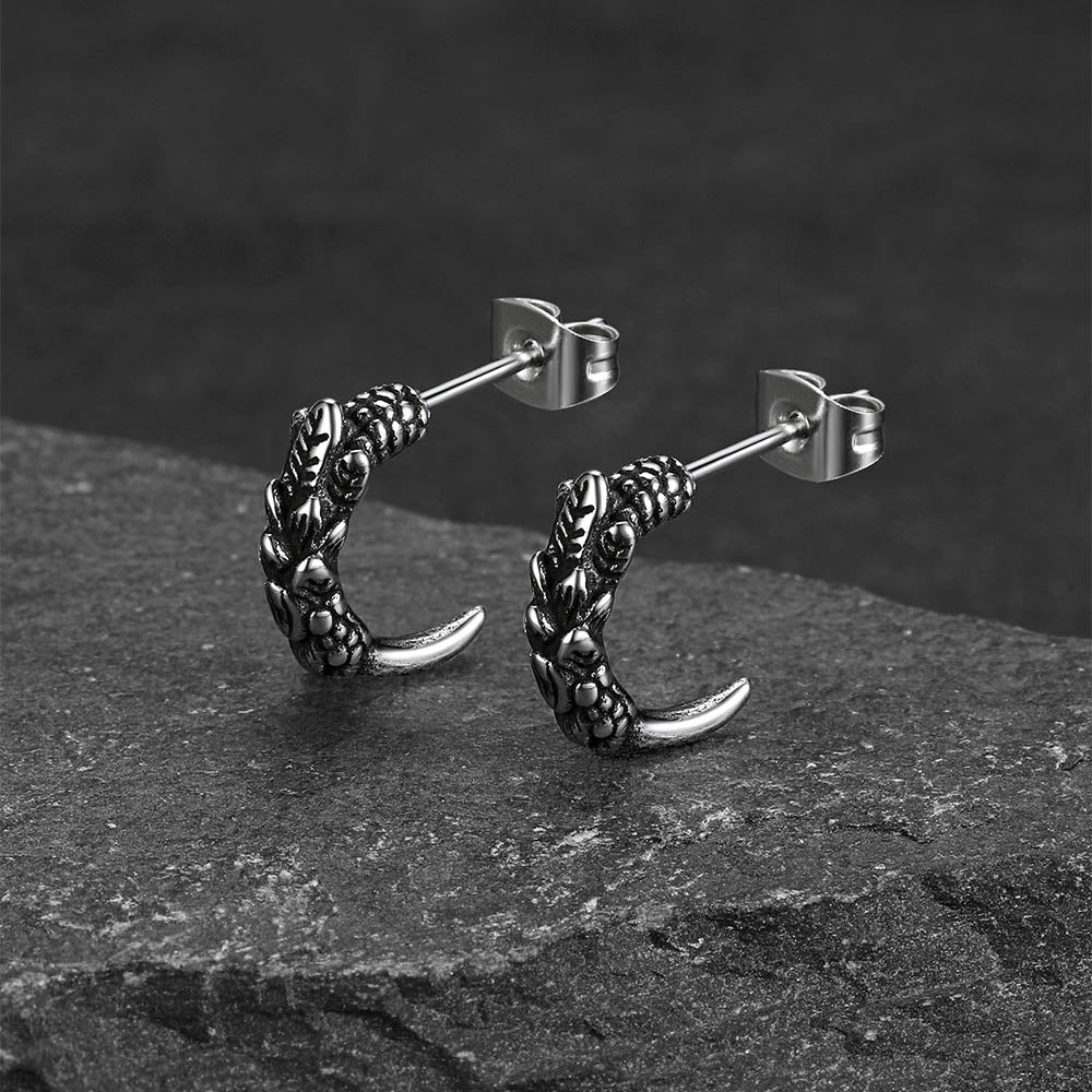 Gothic Native American Tribal Eagle Claw Earrings Animal Jewelry for Men