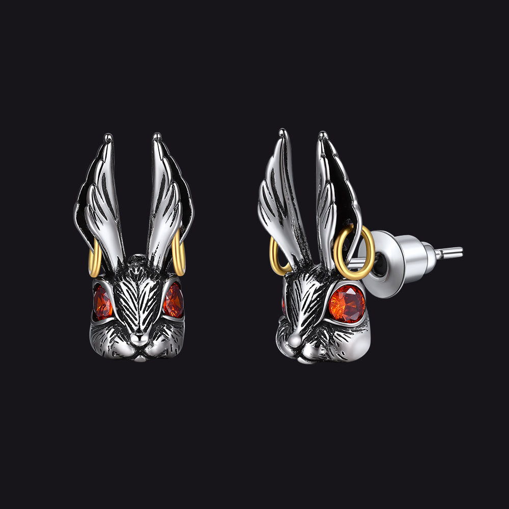 Vintage Alice Red-Eyed Rabbit Stud Earrings Halloween Gift