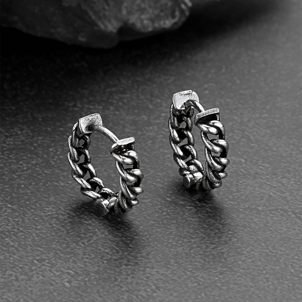 Tribal Vintage Chain Hoop Earrings for Men