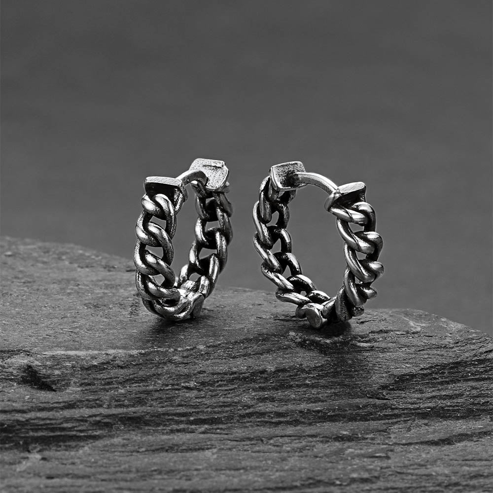 Tribal Vintage Chain Hoop Earrings for Men