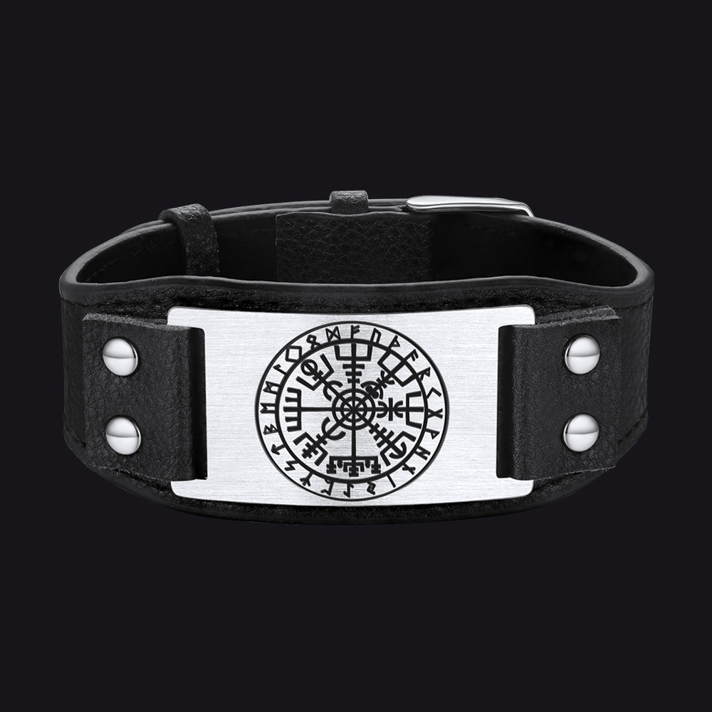 Flash Sale Norse Viking Compass Leather Bracelet Wristband For Men Son