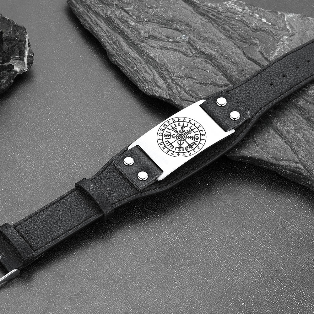 Flash Sale Norse Viking Compass Leather Bracelet Wristband For Men Son