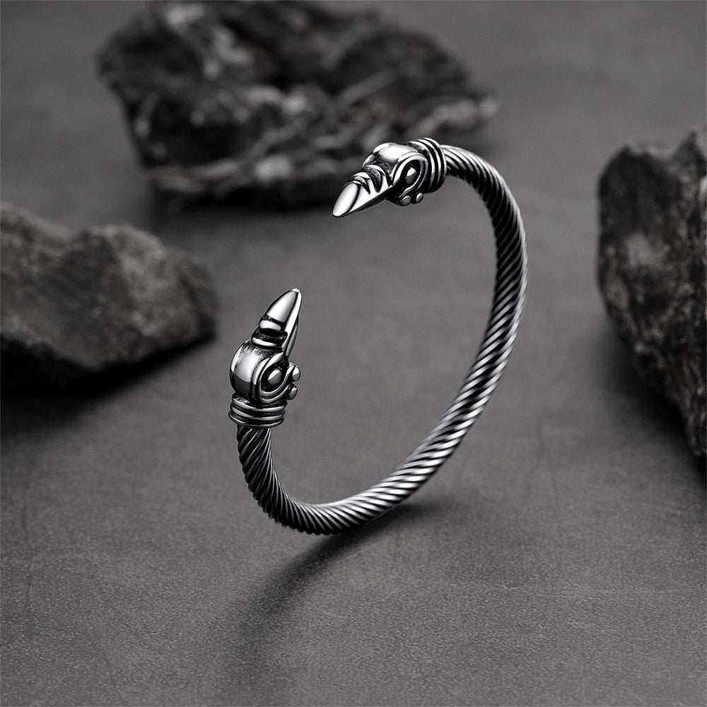 FaithHeart Viking Raven Cuff Bracelet Bangle for Men