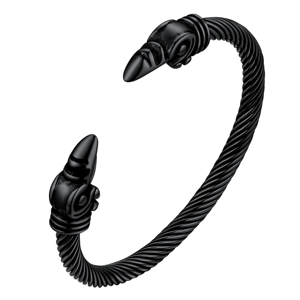 FaithHeart Viking Raven Cuff Bracelet Bangle for Men