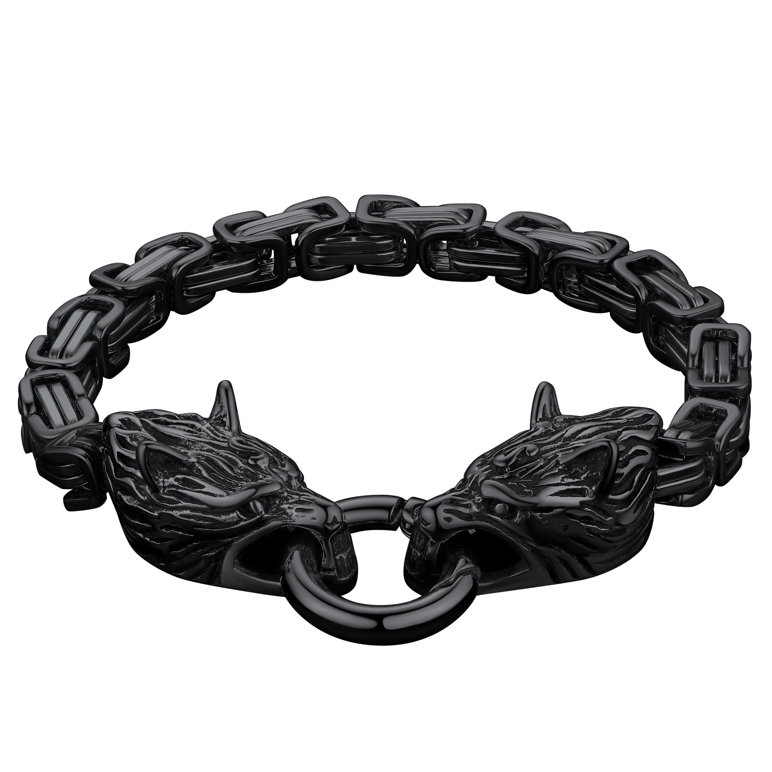 Viking Wolf Head Chain Bracelet Cuff Bangle Gift for Men