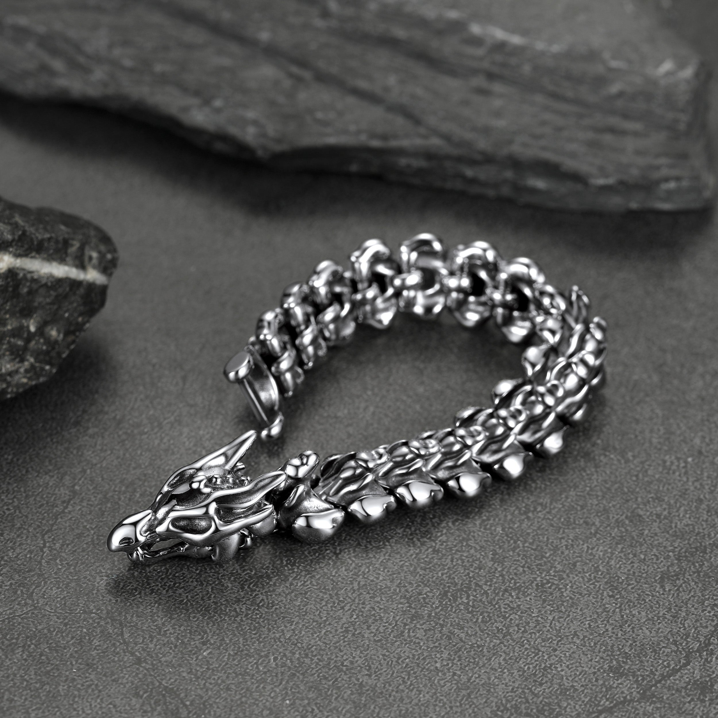 Viking Dragon Head Bracelet Stainless Punk Bracelet