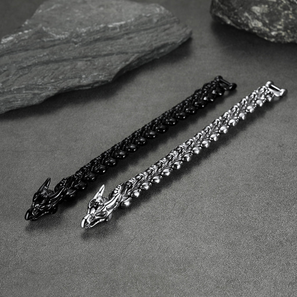Viking Dragon Head Bracelet Stainless Punk Bracelet