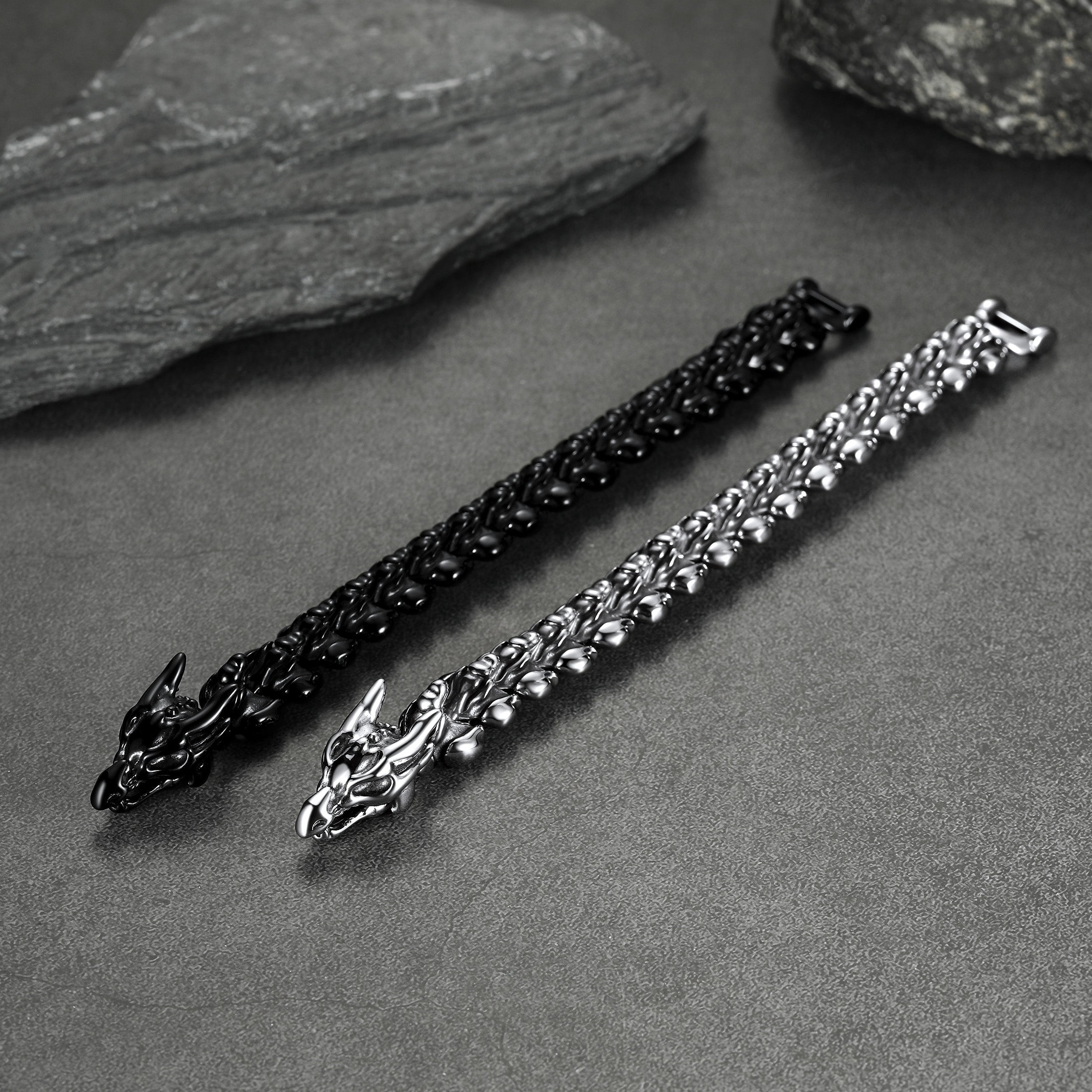 Viking Dragon Head Bracelet Stainless Punk Bracelet