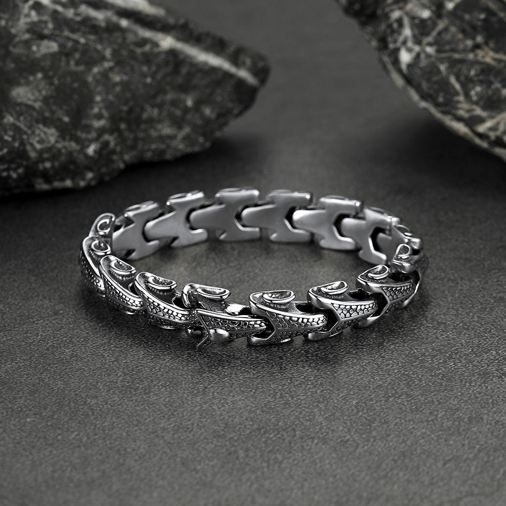 Chunky Dragon Chain Bracelet for Men in Stainless Steel