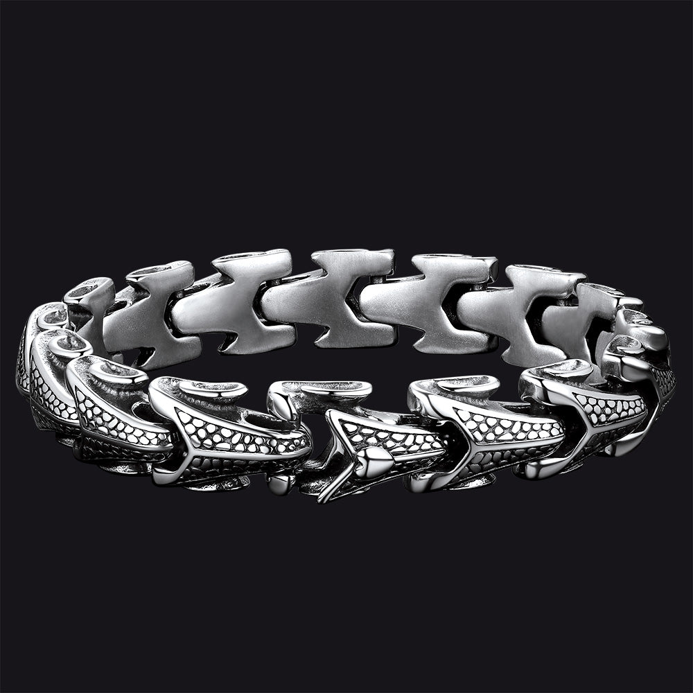 Chunky Dragon Chain Bracelet for Men in Stainless Steel