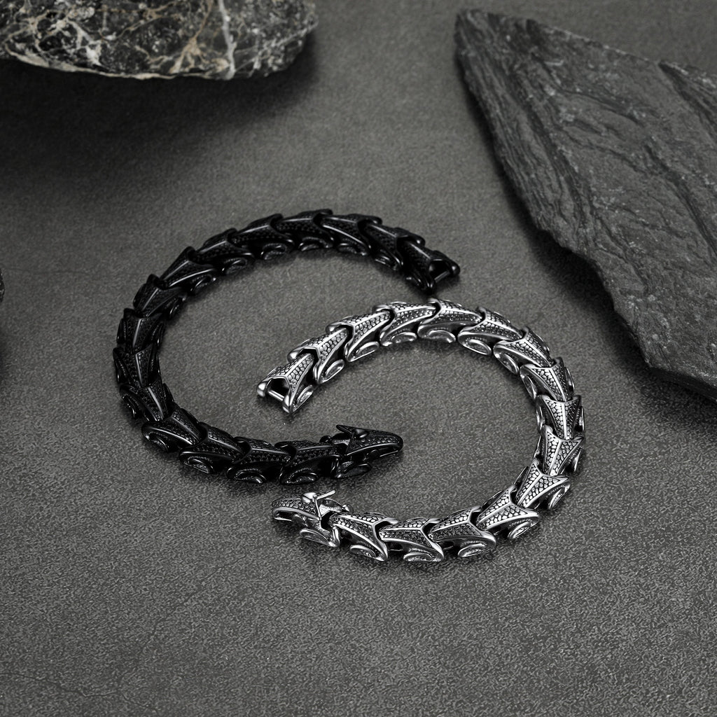Chunky Dragon Chain Bracelet for Men in Stainless Steel