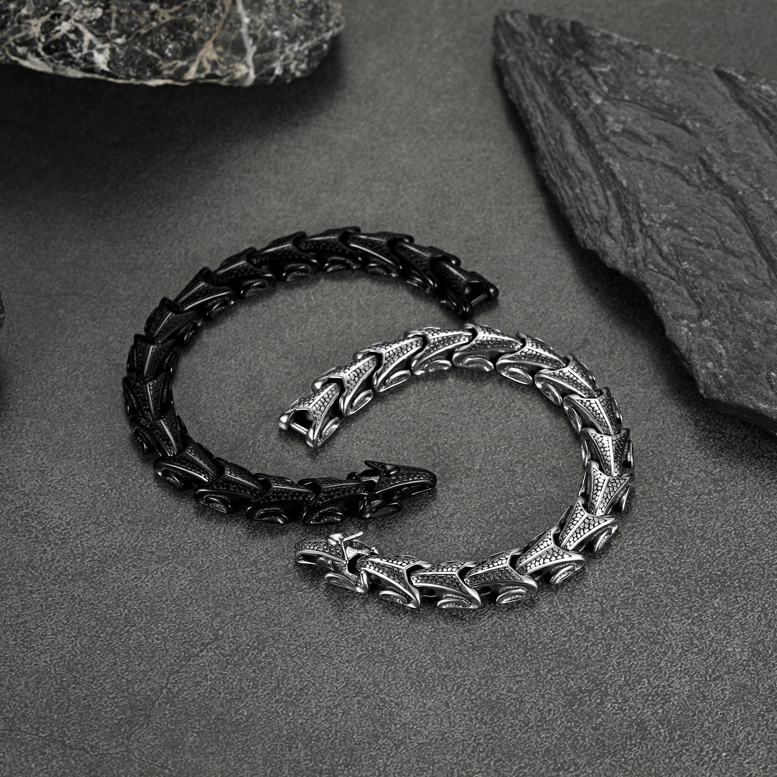 Chunky Dragon Chain Bracelet for Men in Stainless Steel