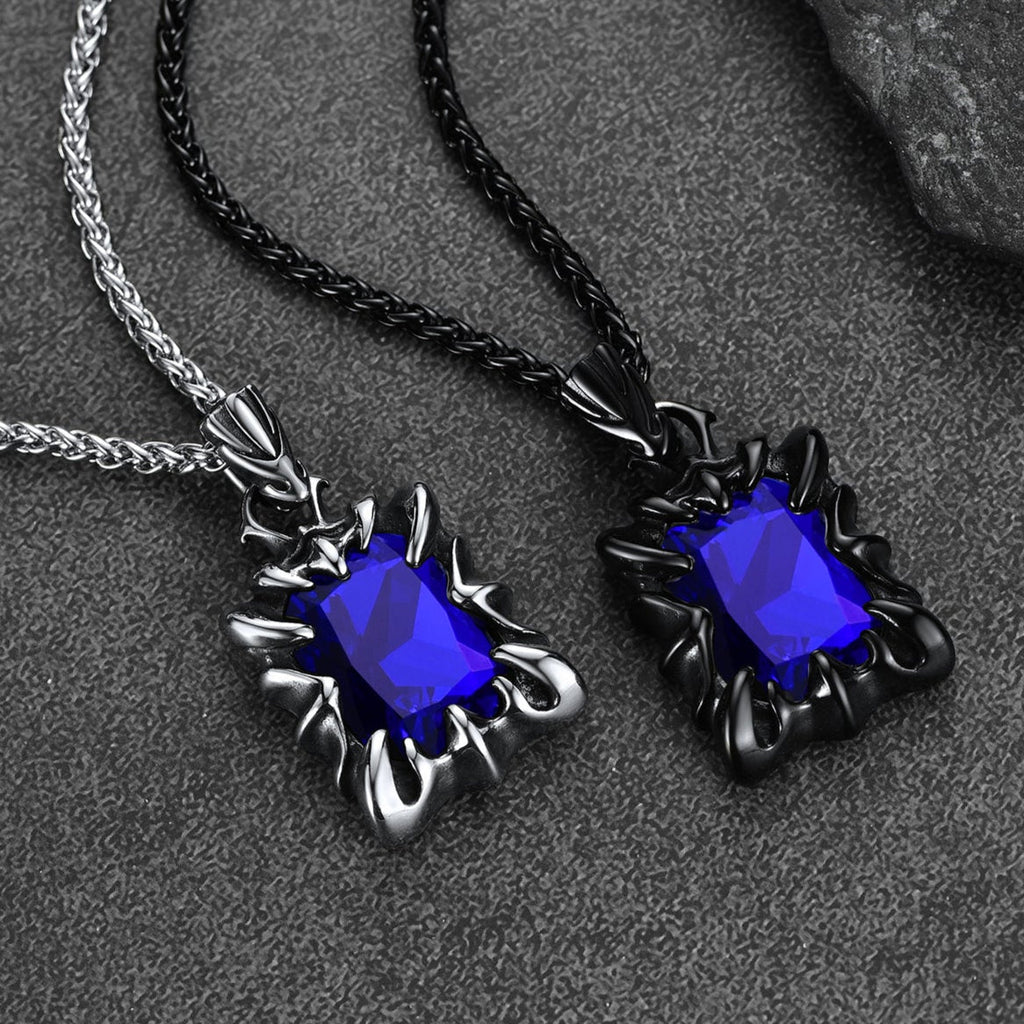 Gothic Crystal Ruby Dragon Claw Necklace for Men