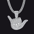 Full Diamond 666 Hand Pendant with Cuban Chain Necklace for Men