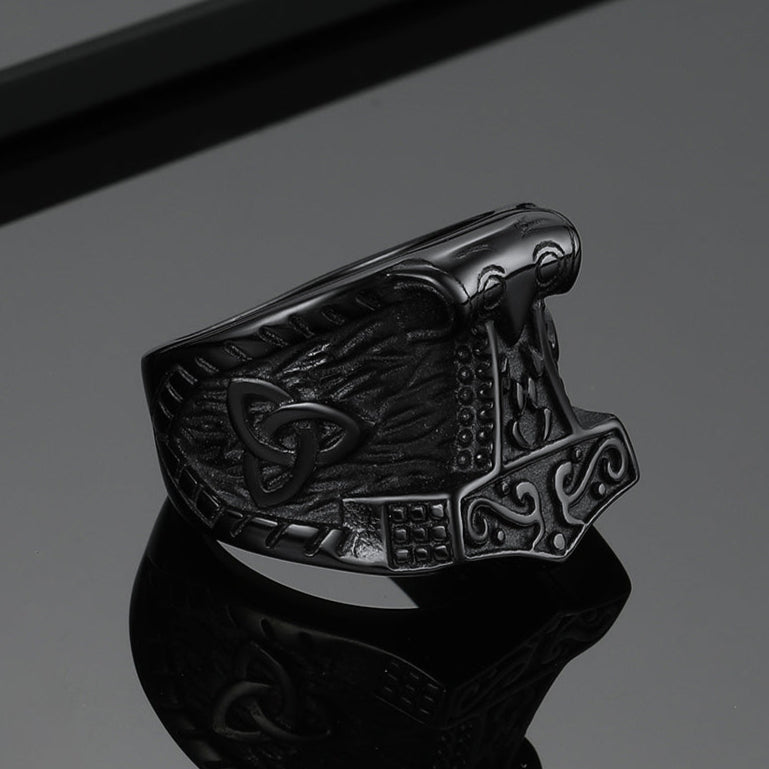 Viking Mjolnir Signet Ring Thor's Hammer Ring for Men