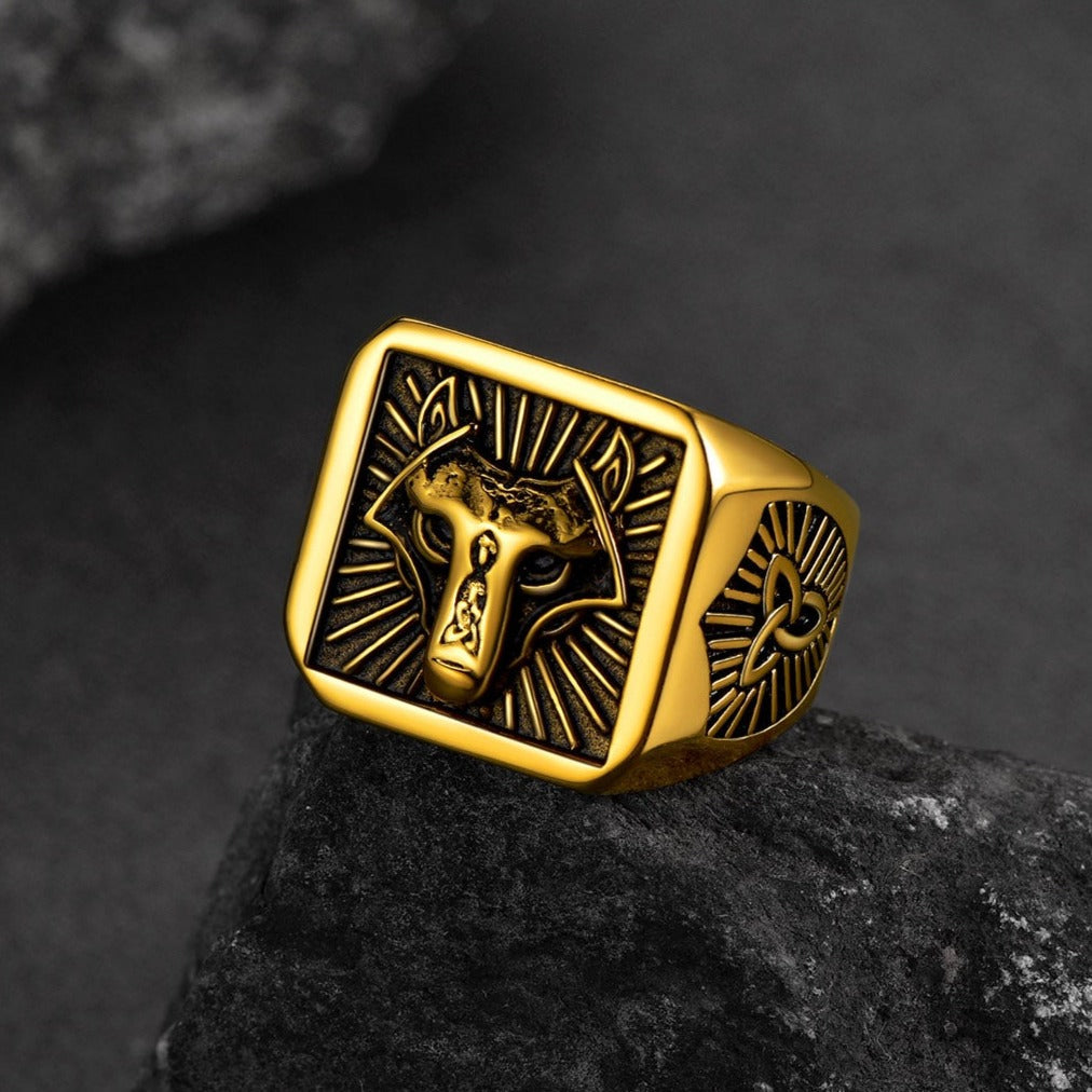 Norse Viking Wolf Signet Ring for Men