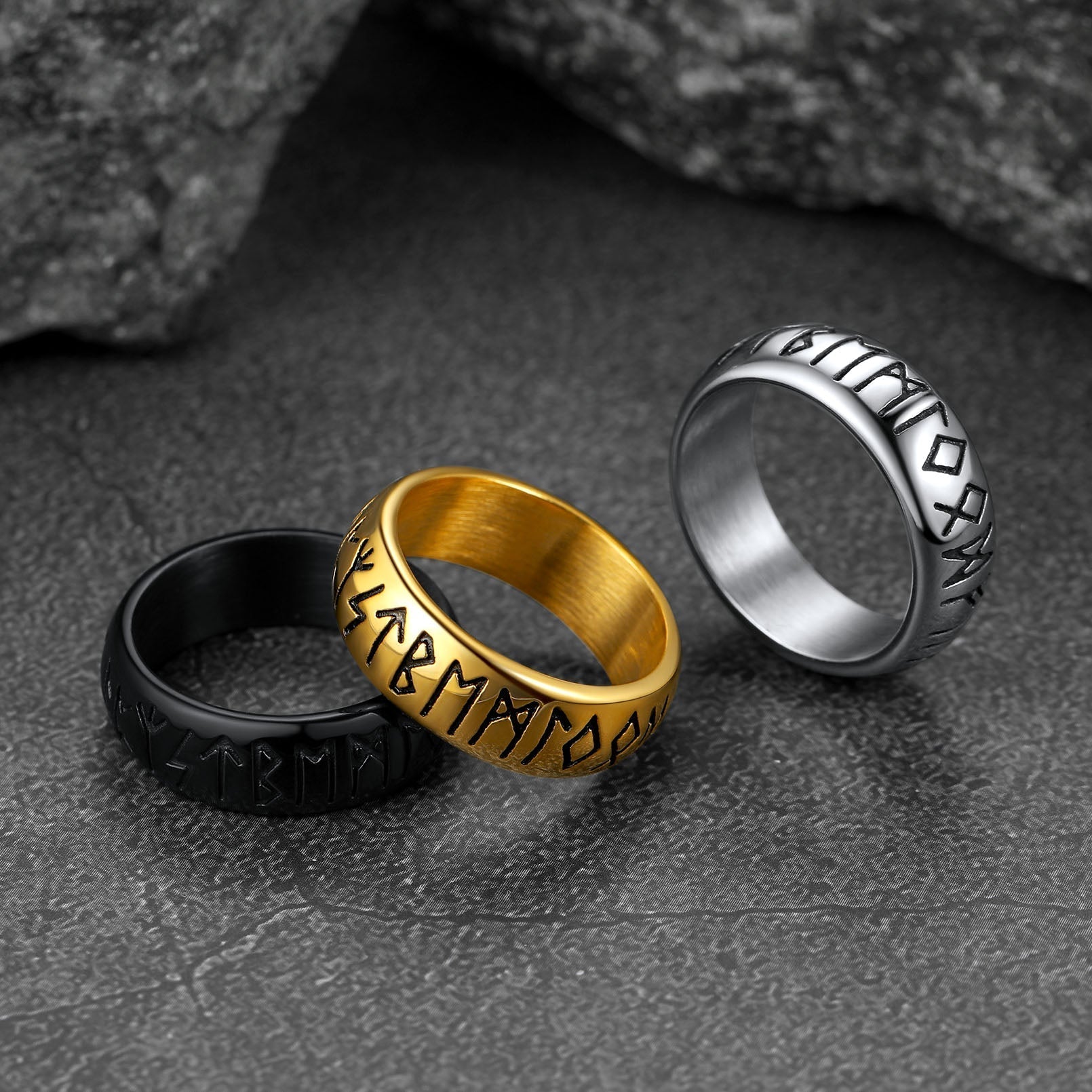 Flash Sale Norse Viking Runes Ring Stainless Steel Ring for Men