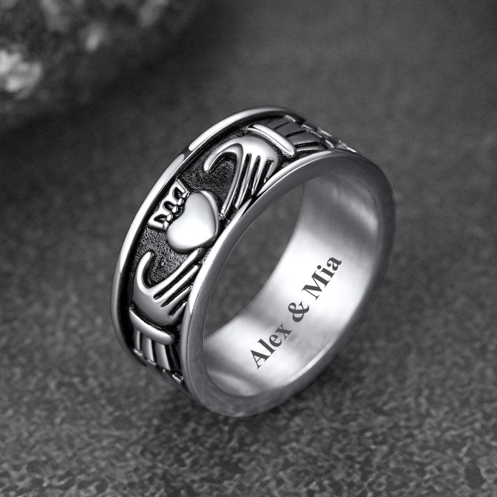 Celtic Claddagh Love Wedding Band Ring for Men Women