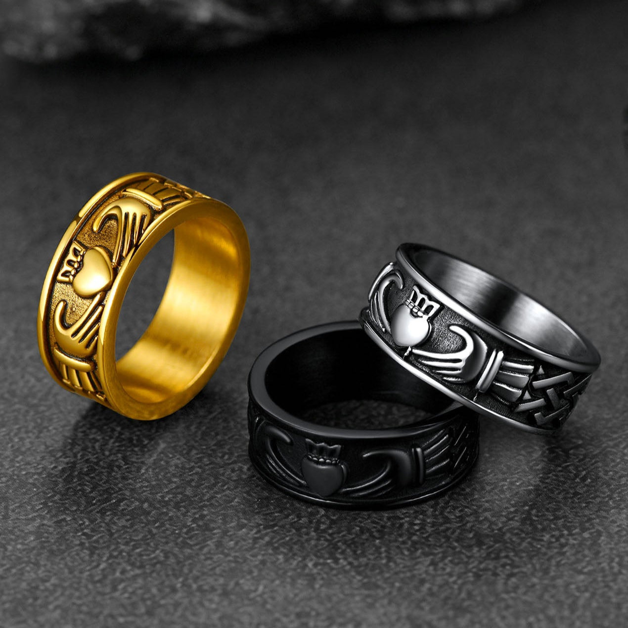 Celtic Claddagh Love Wedding Band Ring for Men Women