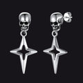 Flash Sale Skull Dangle Stud Earrings with Cross Star For Men